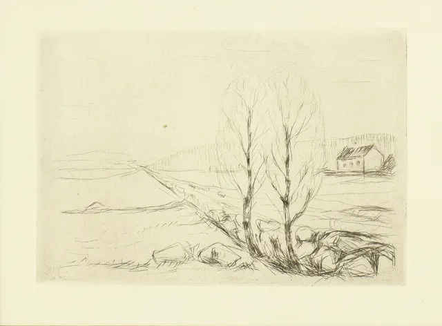 MUNCH EDVARD. Landskap, etsning 1920.