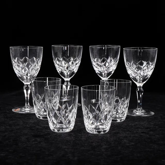 GUNNAR CYRÉN. Glas, 8 st, "Karolina", Orrefors, 1900-talets mitt.