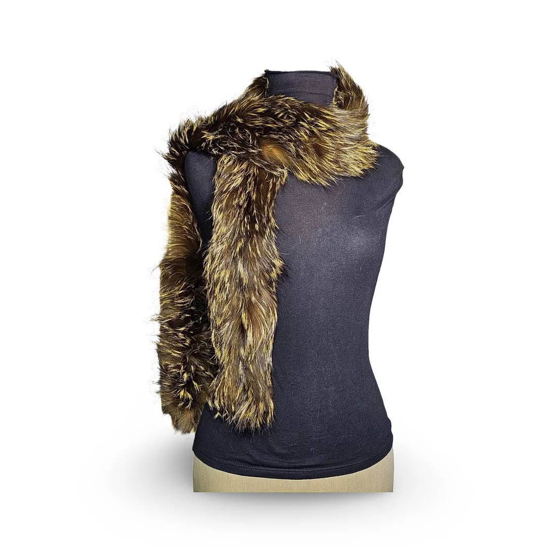 Boa en zorro en tonos marrones y amarillos con cierre peletero. — Vintage & Designer Fashion — Arce Auctions