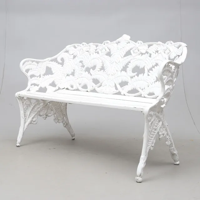 TRÄDGÅRDSSOFFA, aluminium/trä, "Ormbunke", Riab, 1900-tal.