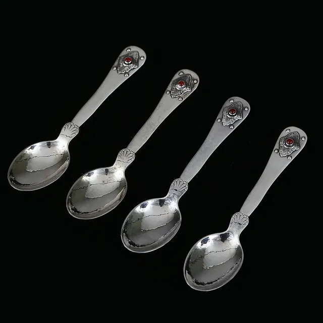 SKEDAR, 4 st, sterlingsilver, Georg Jensen, 1904-1979, total vikt tillsammans ca 192 gram.