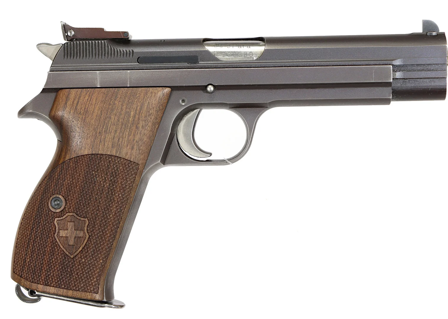 PISTOL, Halvautomatisk, fabrikat SIG, modell P210-6, kaliber 9x19, tillv.nr P303080, se-nr SE0174218. — Pistols — Walter Borg