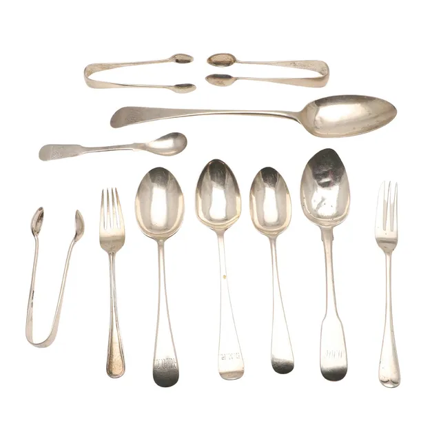 MIXED SILVER FLATWARE.