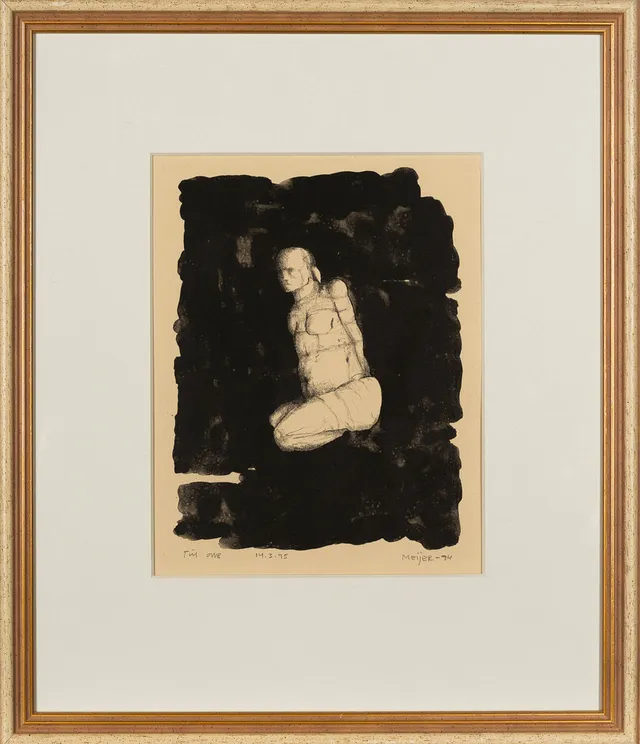 STURE MEIJER. Blandteknik på papper, Figurmotiv, Signerad, 1994.
