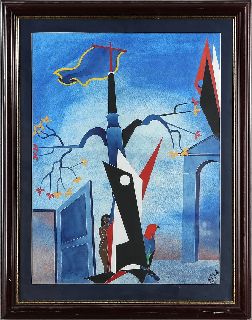 HENRY UNGER. Komposition, akvarell, signerad och daterad 1981. — Paintings — Auktionshuset Kolonn