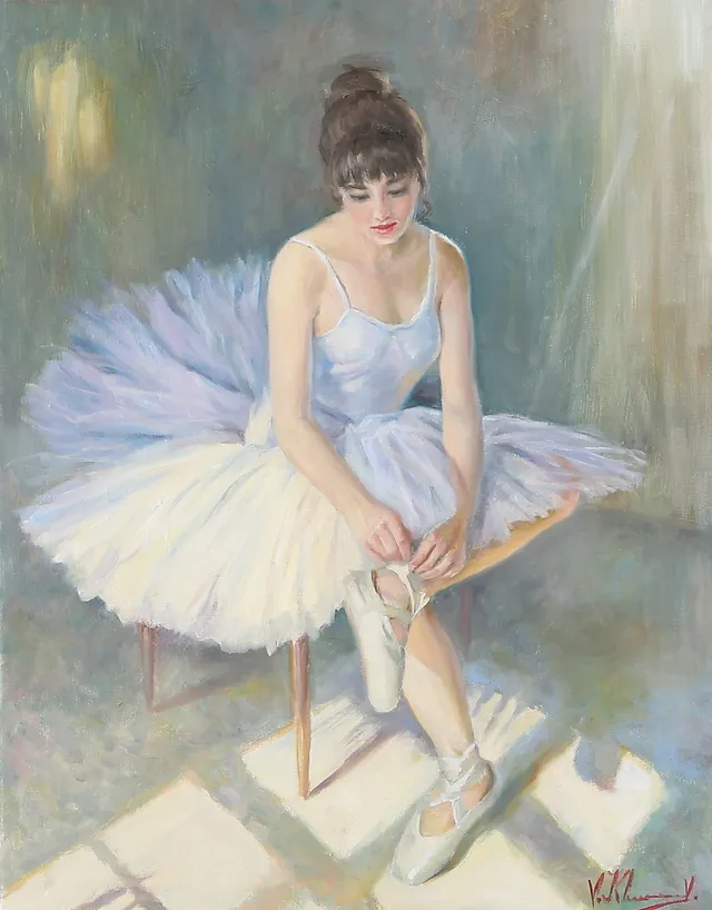 VJETESLAV KLIUCHNIKOV. Ballerina, olja på duk, signerad.