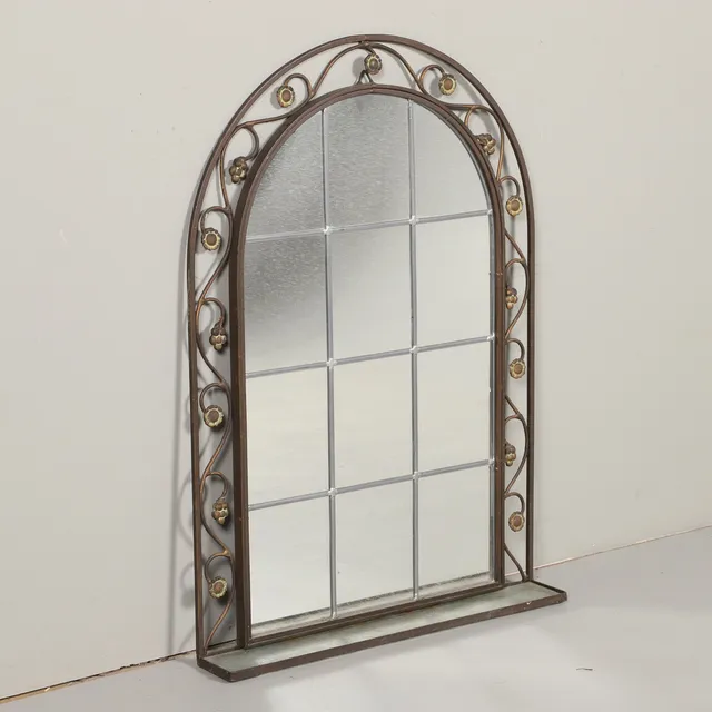 SPEGEL, smide med blyinfattat glas.