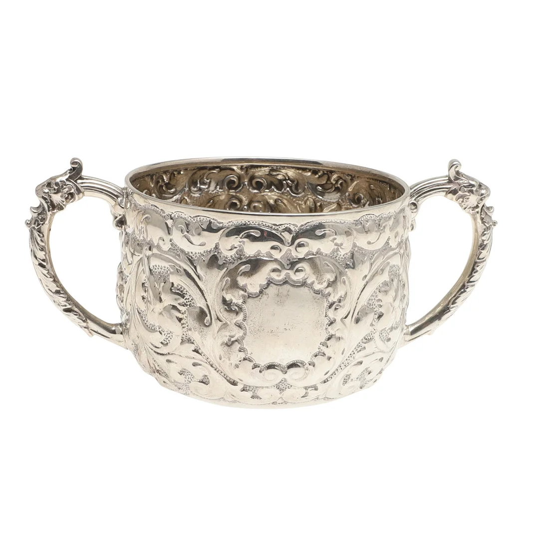 A VICTORIAN SILVER TWIN HANDLED BOWL. — Silver — Lawrences Auctioneers