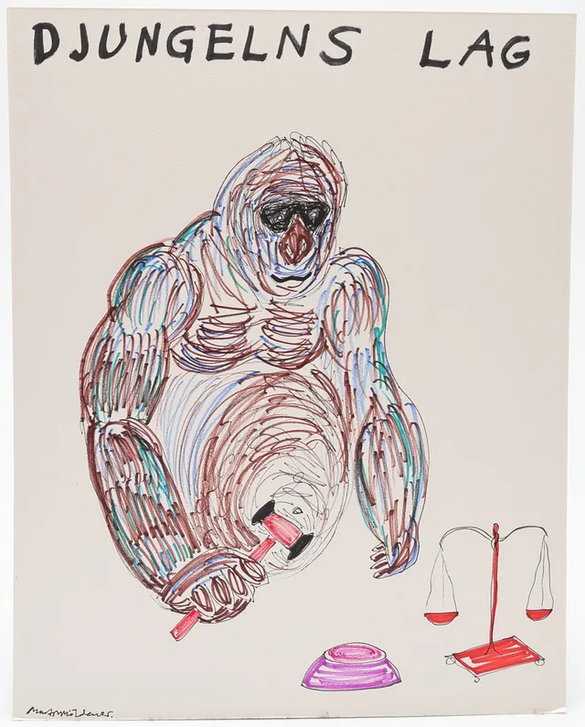 MARTIN MÖLDENER. "Djungelns lag", tusch på passepartout, signerad.