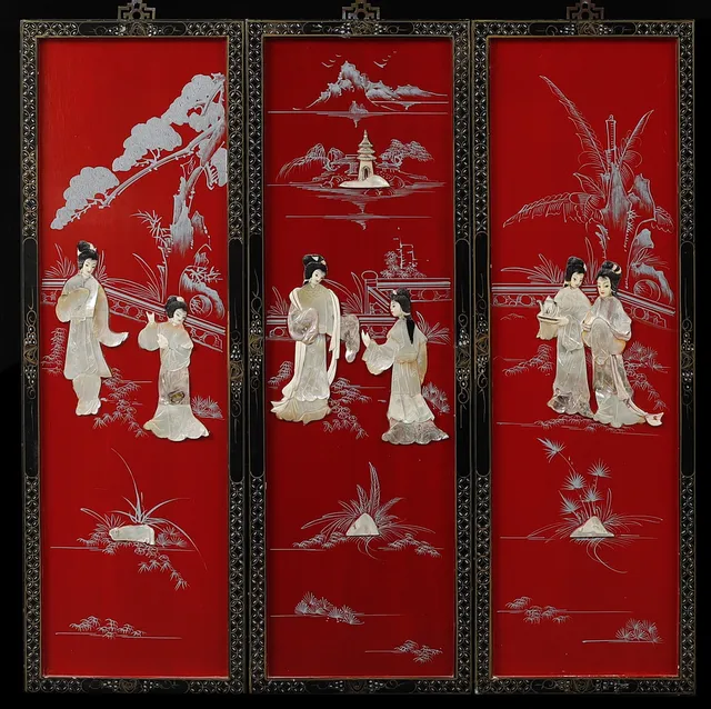 PANELER, 3 stycken, Kina, 1900-talets andra hälft.