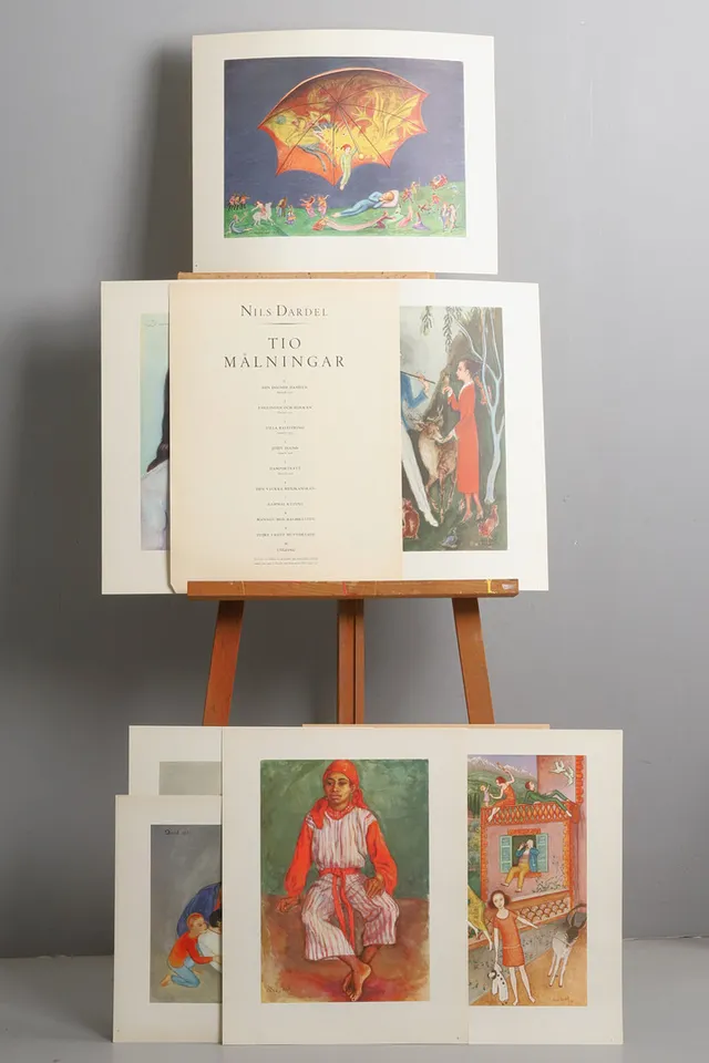 NILS DARDEL. EFTER. Mapp, 10 (+1) färgreproduktioner, Bonniers, 1900-tal.