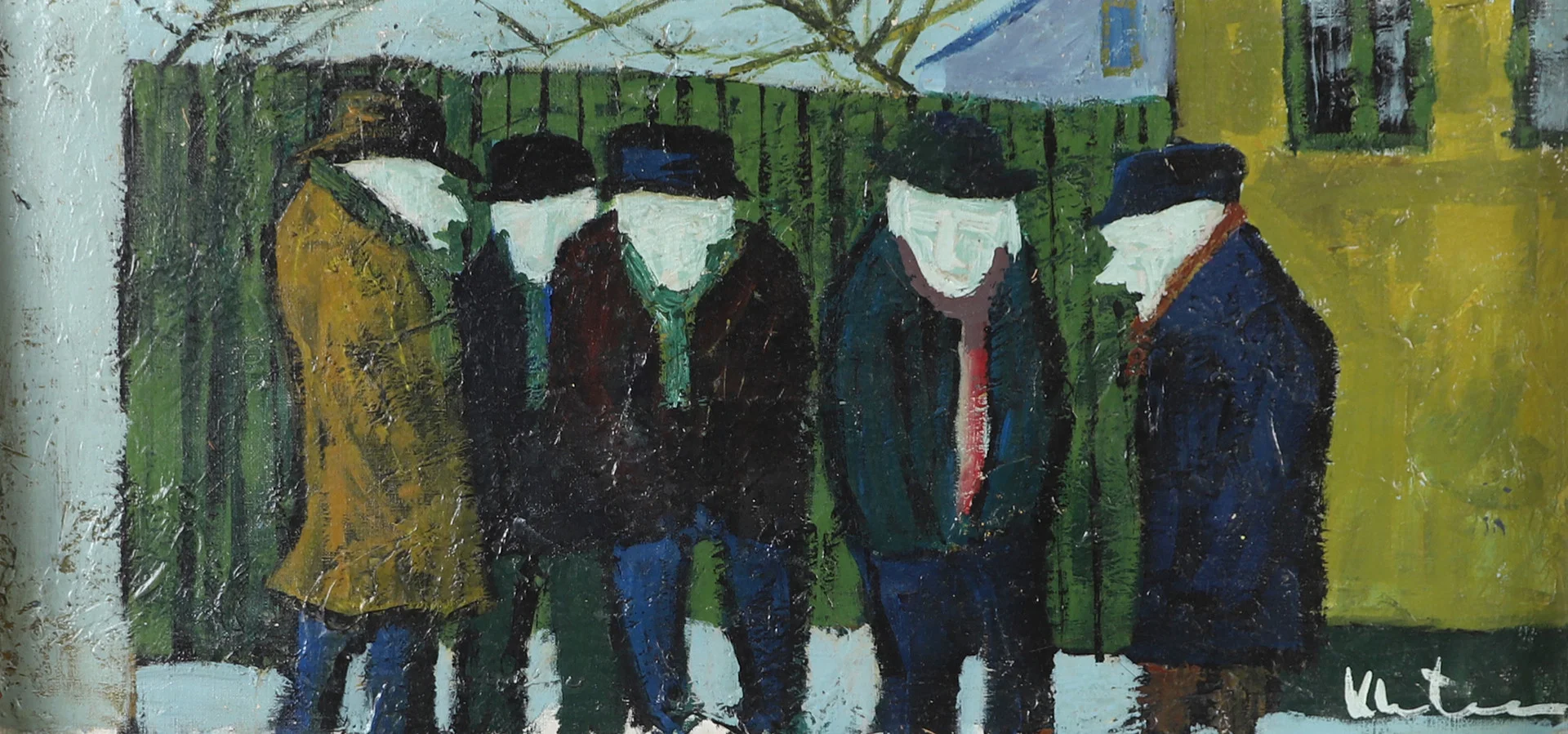 KAI CHRISTENSEN. 5 gubbar, olja på duk, signerad. — Paintings — Helsingborgs Auktionskammare