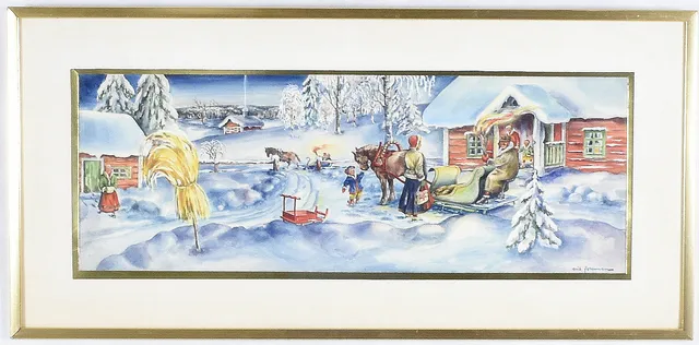 ERIK FORSMAN. Akvarell med täckvitt.