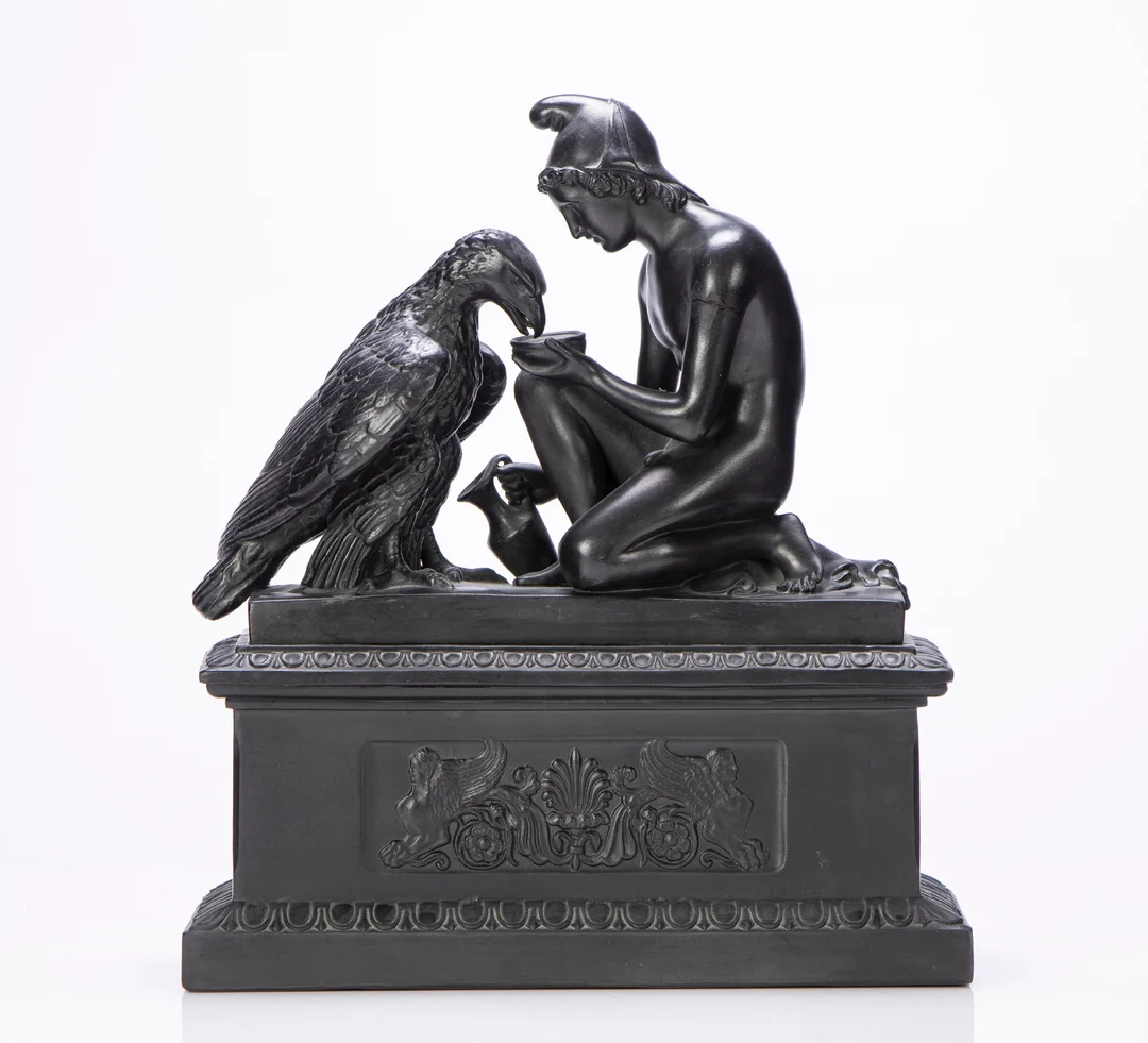L. Hjorth. Ceramics. Figure after B. Thorvaldsen 'Ganymede with Jupiter's eagle'. — Glass, porcelain and ceramics/Other glass, porcelain and ceramics — Lauritz