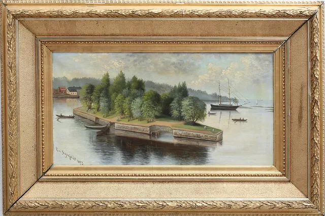 LOTTEN VON GEGERFELT. Badholmen, Oskarshamn. Olja på duk, signerad och daterad 1893.
