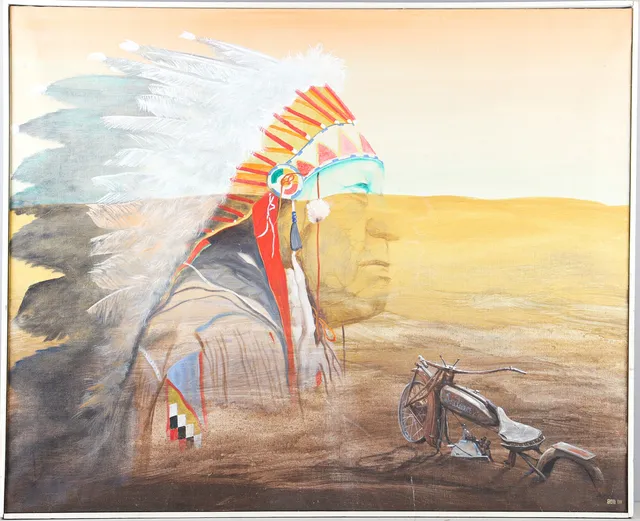 BOB MATSON. Akryl på duk, "Old Indians" signerad Bob daterad 88.