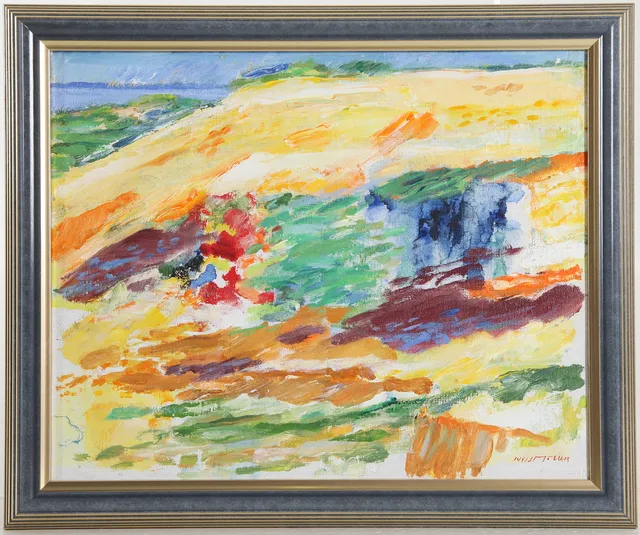 NILS MÖLLER. 1914-2004. Olja på duk samt bok, signerad.