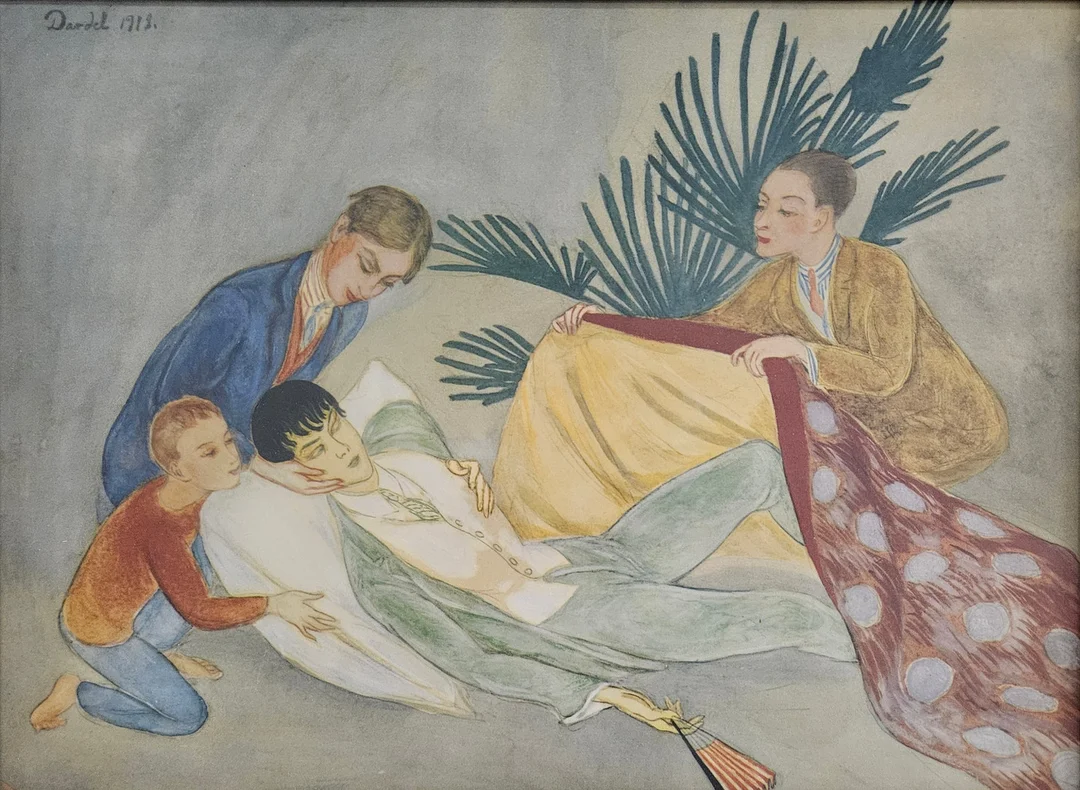 NILS DARDEL. EFTER. "Den döende dandyn". Tryck, signerad och daterad i trycket. — Engravings & Prints — Auktionshuset Thörner & Ek