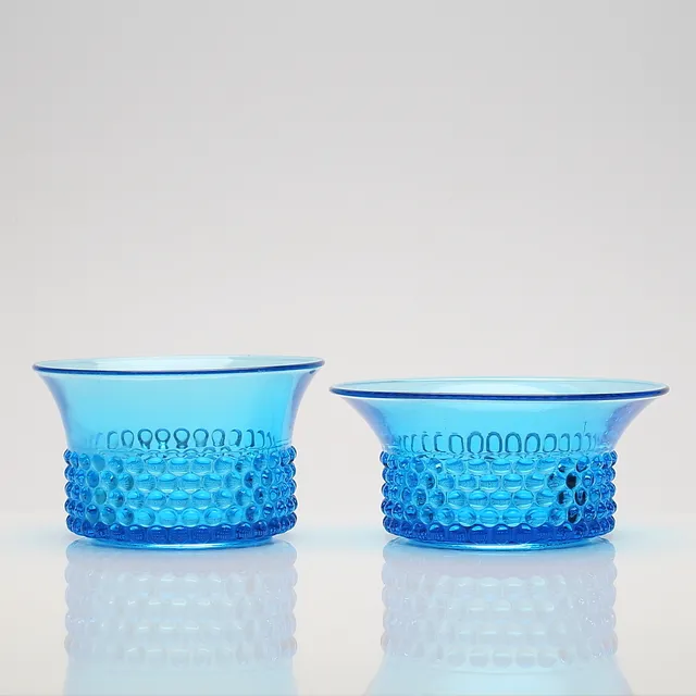 SKÅLAR, 2 st, glas, Saara Hopea, "Nyppylä", Nuutajärvi/Notsjö, Finland.