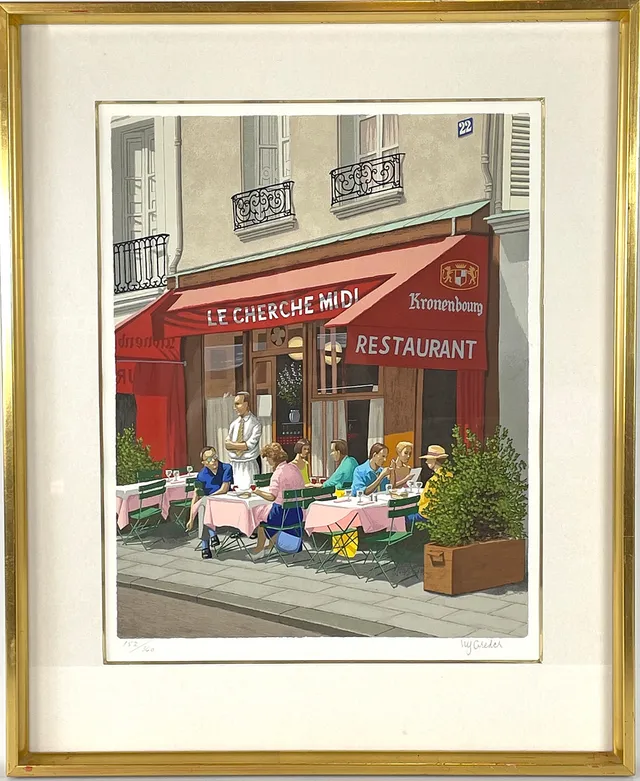 ULF GREDER. "Le cherche midi", färglitografi, numrerad 152/350, signerad.