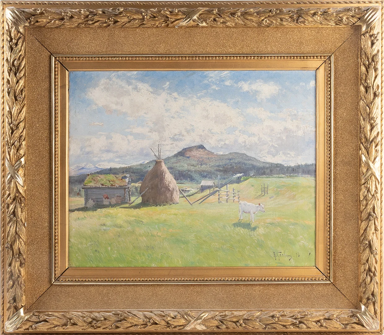 ANTON GENBERG. Fjällandskap, olja på duk. — Paintings — Stockholms Auktionsverk Helsingborg