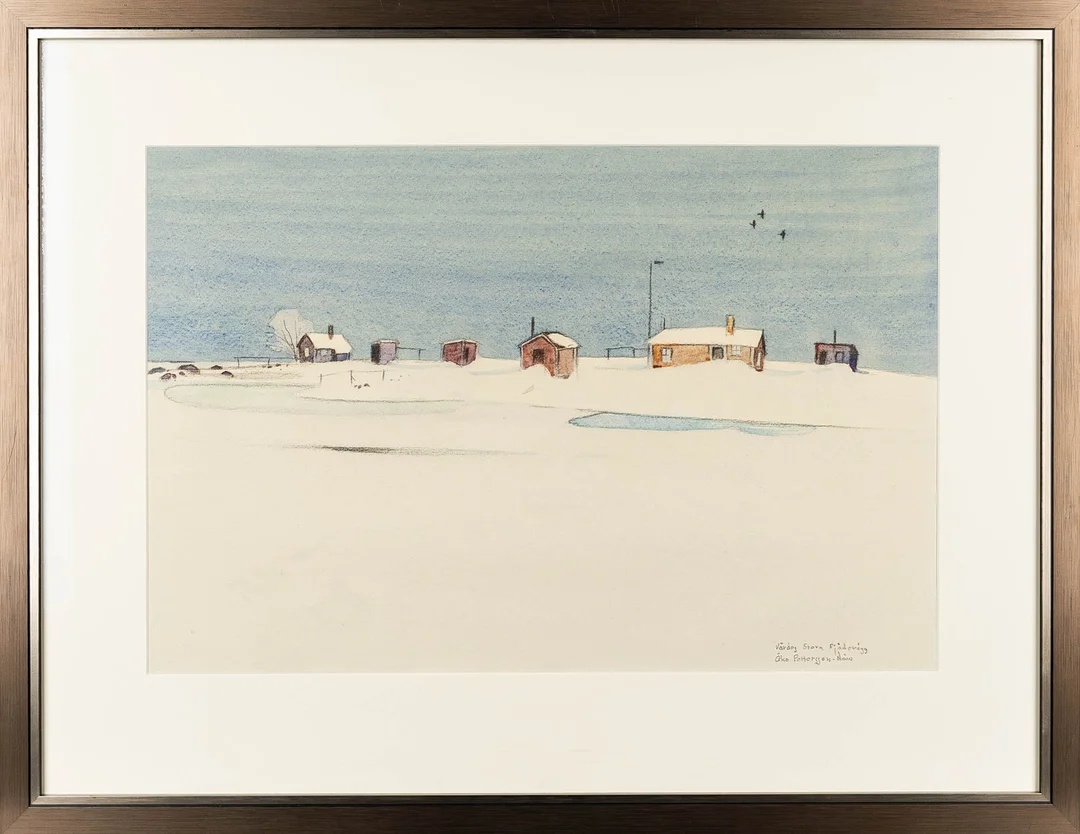 ÅKE PETTERSSON-NÅW. Akvarell, "Vårdag stora Fjädervägg", Signerad. — Paintings — Norrlands Auktionsverk