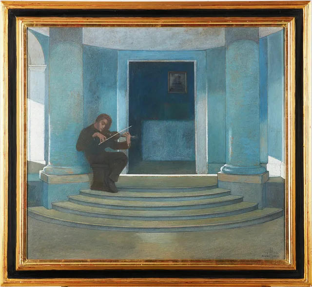 GERHARD HENNING (1880-1967). "Subiaco", blandteknik på papper, monogramsignerad och daterad GH 1903.