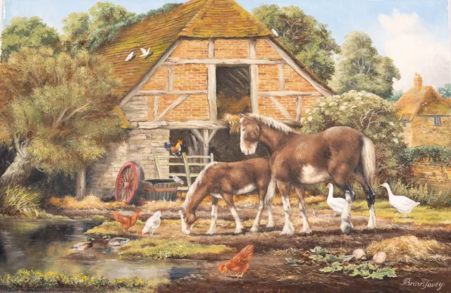 BRIAN TOVEY (B.1949). BRIAN TOVEY (BRITISH, B.1949), FARM AT HENLEY-IN-ARDEN, OIL ON CANVAS.