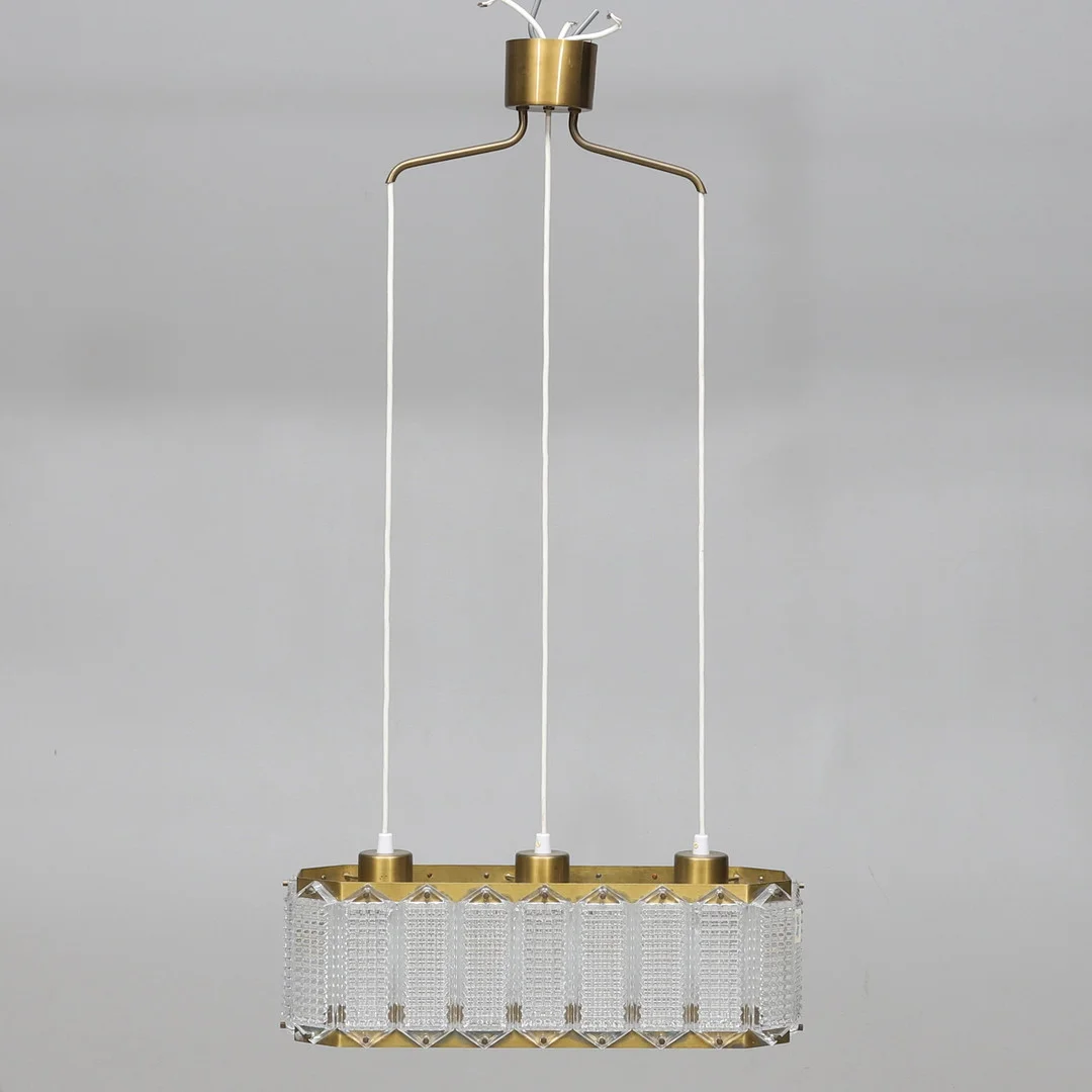WIKTOR BERNDT. taklampa, mässing/glas, Flygsfors, 1960-tal. — Ceiling lights — Gomér & Andersson Norrköping