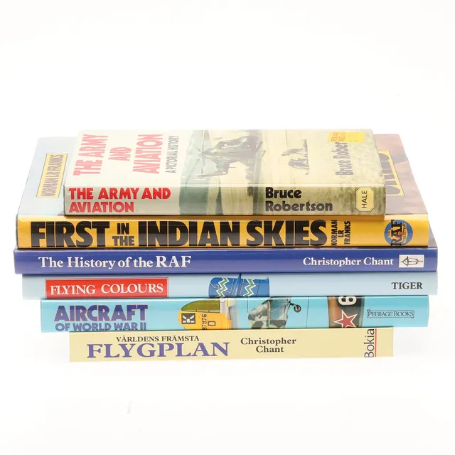 FAKTABÖCKER. Militär flygmaskinshistoria, svenska och engelska, 1980/1990-tal.