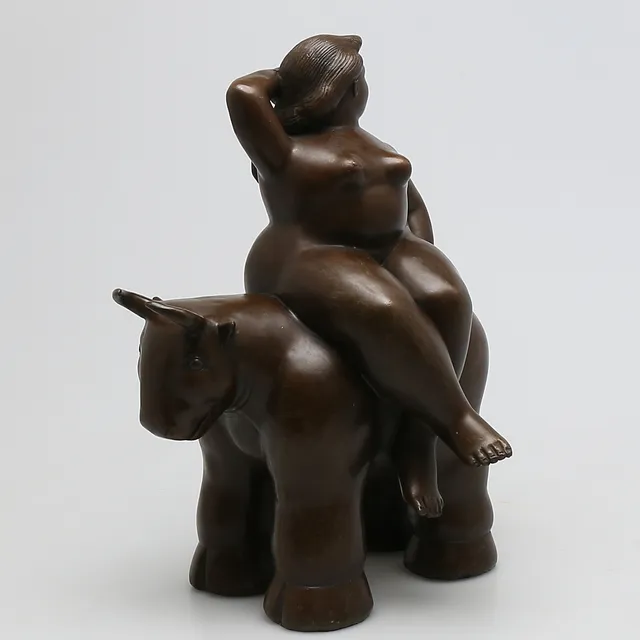 FERNANDO BOTERO. Efter, kvinna på tjur, signerad Botero, 2000-tal.