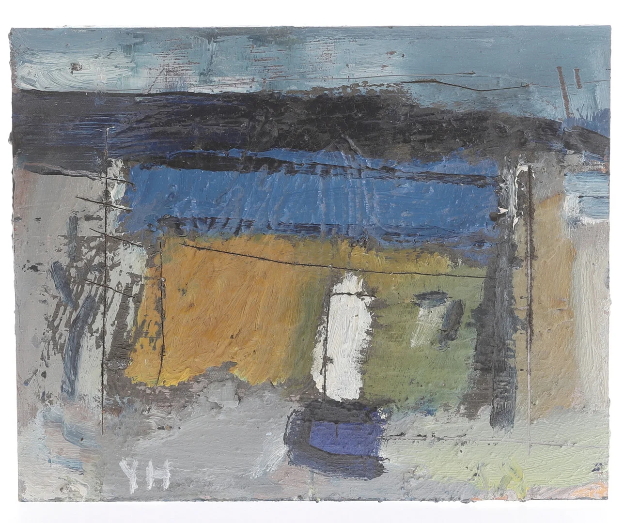 YNGVE HENRIKSEN. Olja på pannå, "Dagbok VI", monogramsignerad. — Paintings — RA Auktionsverket Norrköping