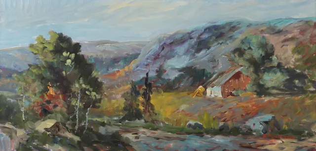 EMIL RUNEFJORD. Bergslandskap, olja på duk, signerad E. Runefjord.