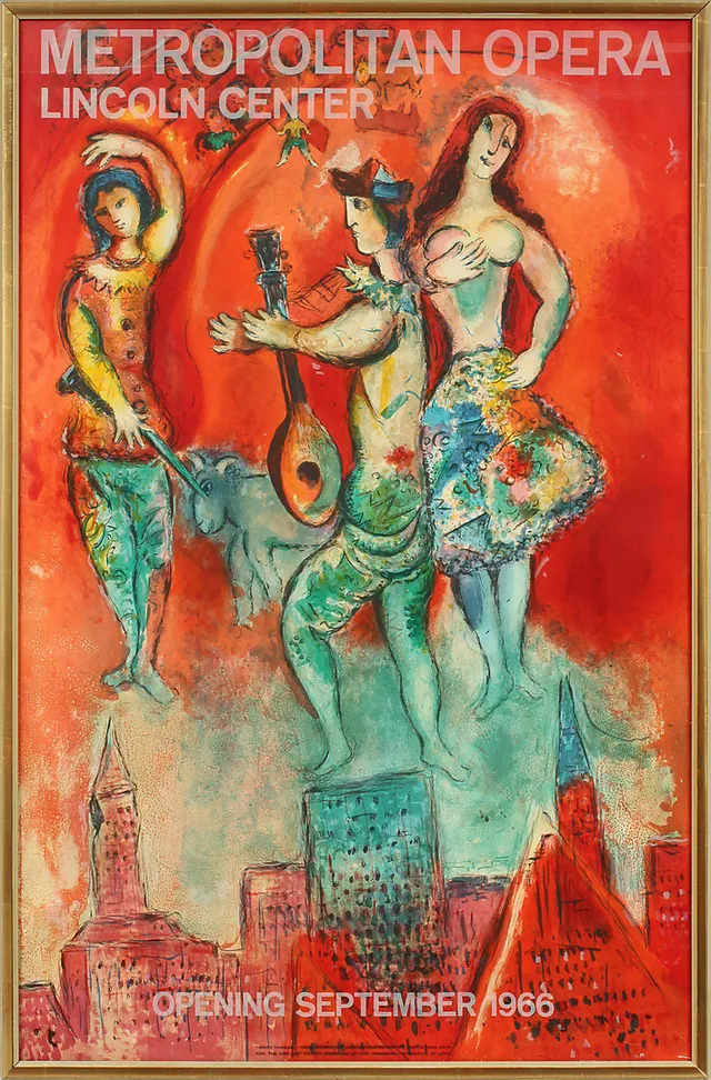 MARC CHAGALL (1887-1985). EFTER. "Carmen". Färglitografi, utförd 1967 för Metropolitan Opera Lincoln Center Opening September 1966.