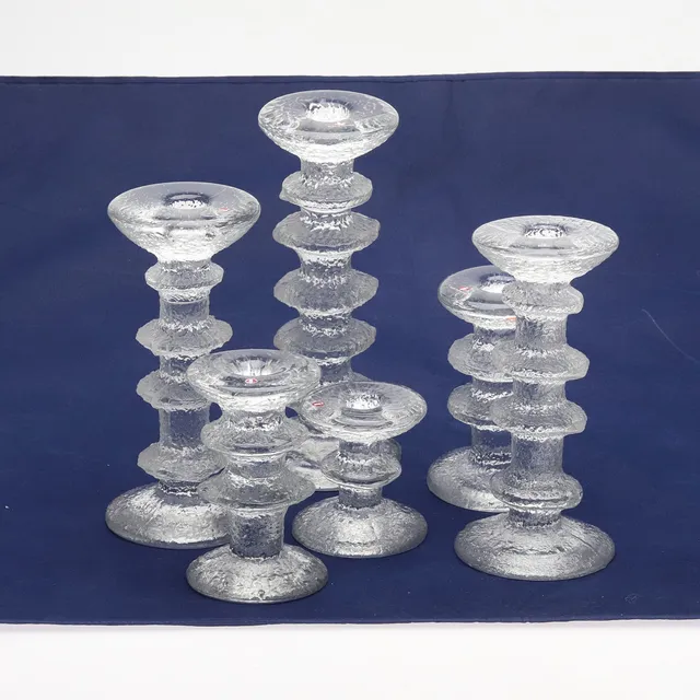 TIMO SARPANEVA. Ljusstakar, 6 st, glas, "Festivo", Iittala, Finland.