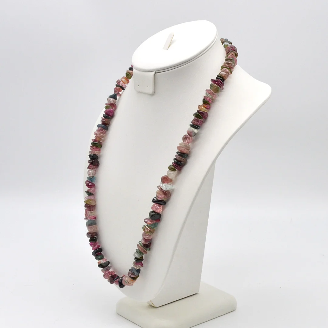 TURMALIN STEINSPLITTERCOLLIER IN ALTROSA, MIT KLEMMVERSCHLUSS, VINTAGE, CA. 70CM. — Necklace — Kunst- und Auktionshaus Kleinhenz
