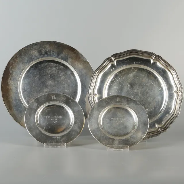 FAT, 4 st, silver, GAB resp svenska importstämplar, 1920-tal. Vikt ca 500 gram.