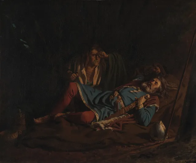 Arbo, Peter Nicolai — Karp dreper Haakon jarl, 1859