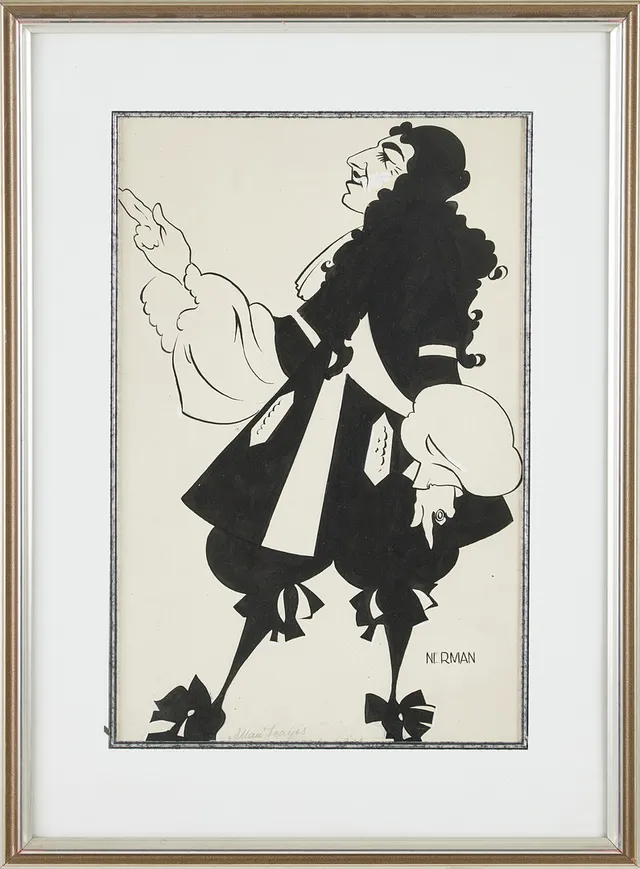 EINAR NERMAN. "Allan Jeayes", tusch och täckvitt på papper, signerad.
