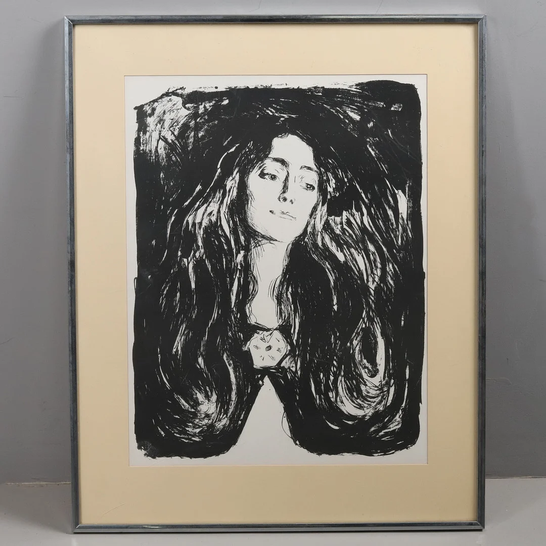 MUNCH EDVARD. EFTER. LITOGRAFI, "Madonnan med broschen". — Engravings & Prints — Örebro Stadsauktioner