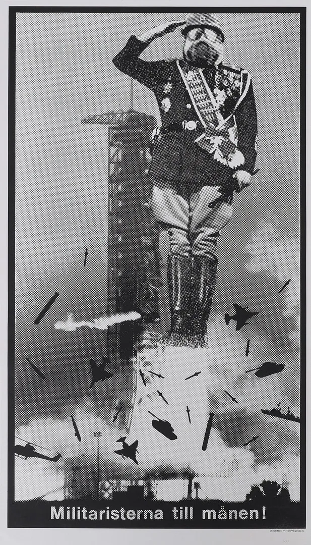 CHRISTER THEMPTANDER (FÖDD 1943). "MILITARISTERNA TILL MÅNEN!", 1981.