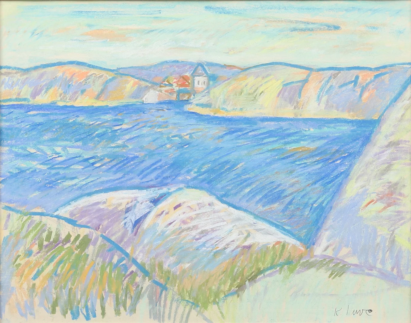 KNUT IRWE. Kustmotiv, pastell, signerad K Irwe. — Paintings — Garpenhus Auktioner