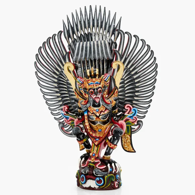 GARUDA, skulptur i bemålat trä, 1900-tal, Bali/Indonesien.
