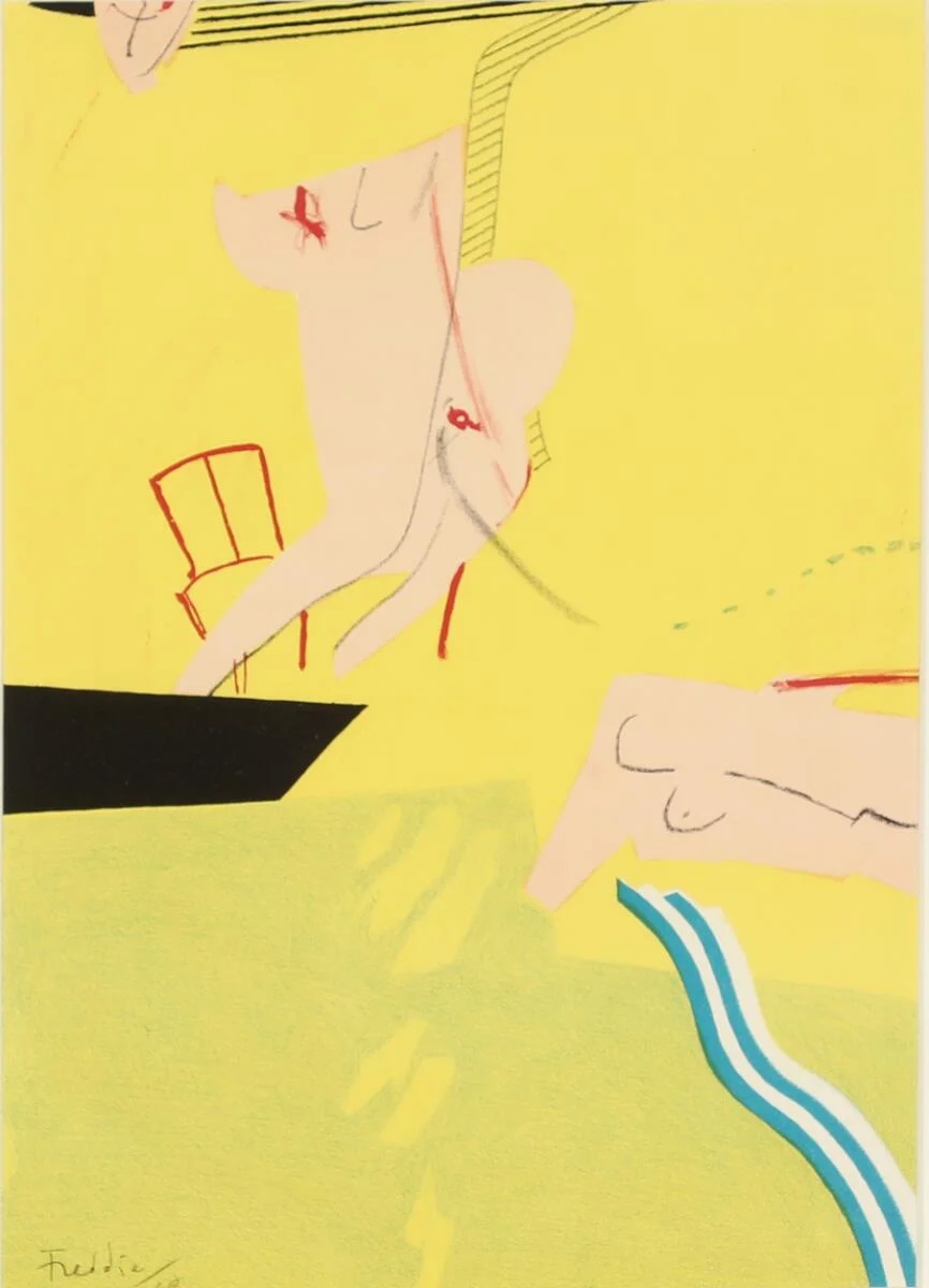 Wilhelm Freddie: Untitled, 1969. Signed Freddie. Lithograph in colours. Visible size 34×24 cm. (2) — Modern Prints/Modern art — Bruun Rasmussen