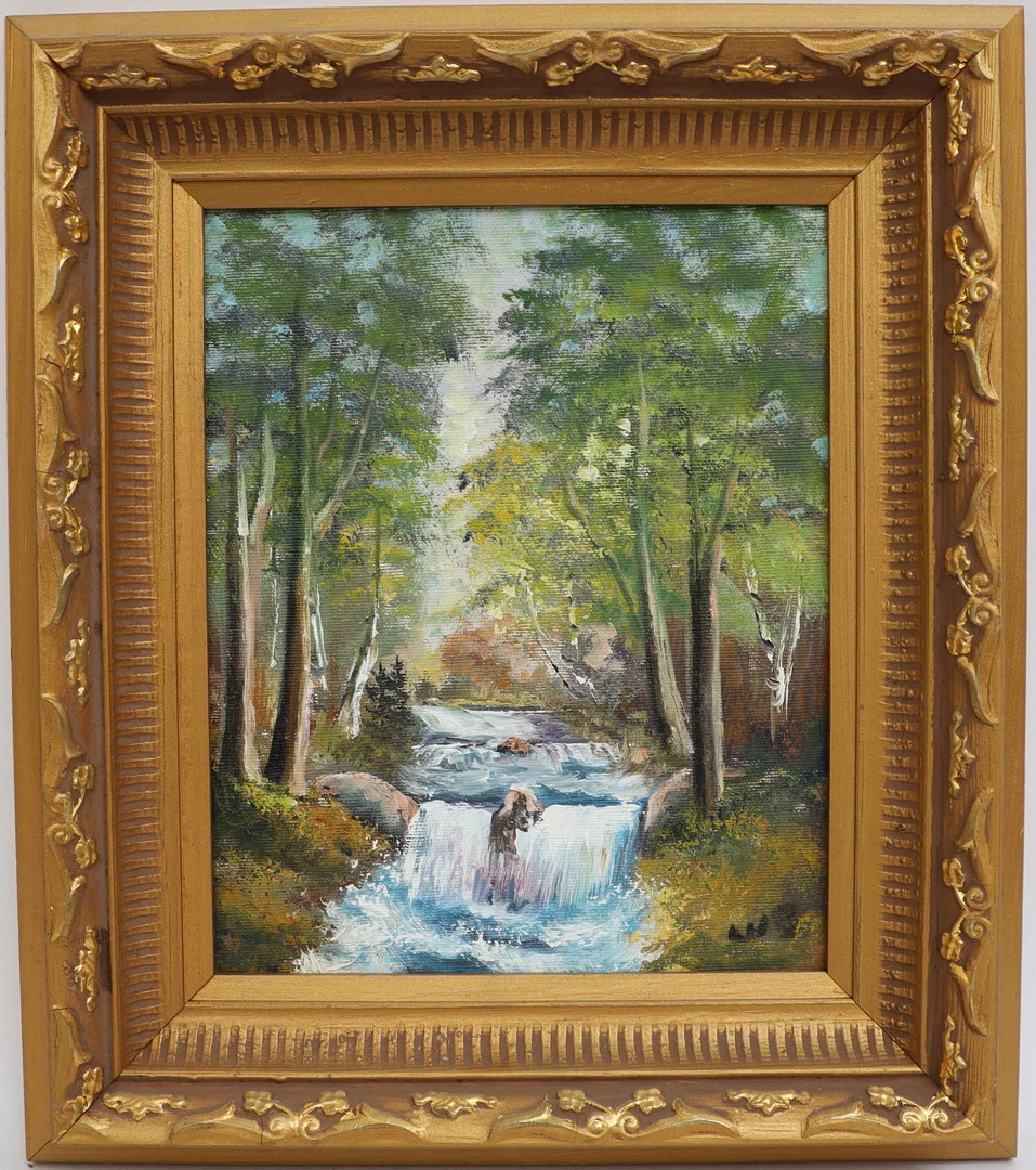 OIDENTIFIERAD KONSTNÄR. Landskap, oljemålning på duk, monogramsignerad WB. — Paintings — Falun Auktionsbyrå