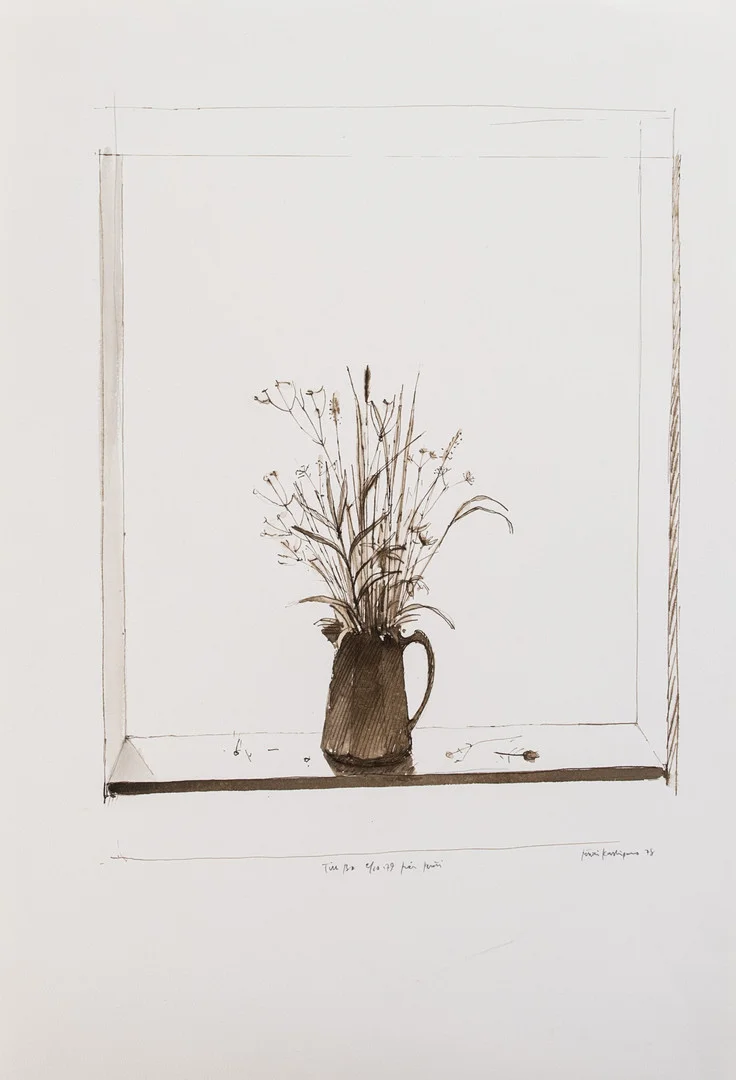 PENTTI KASKIPURO. blommor i vas, signerad sat daterad -78, akvarell och tusch. — Paintings — Stockholms Auktionsverk Helsinki