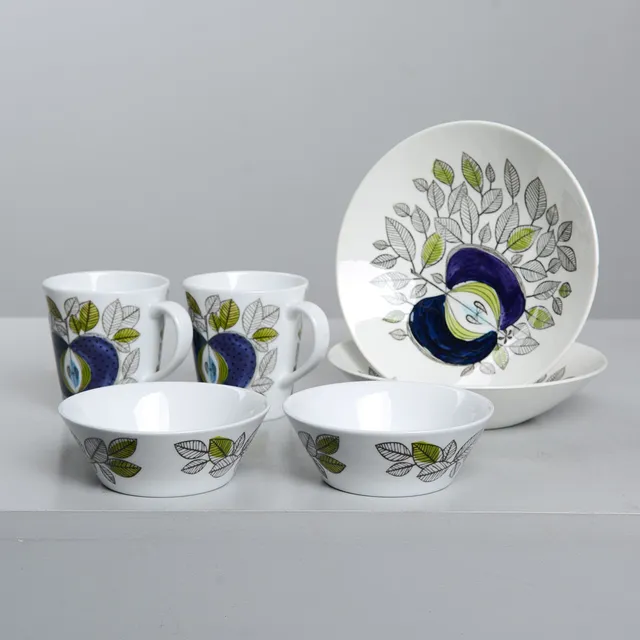 SIGRID RICHTER. "Eden", frukostservis för 2 personer, Rörstrand, 1960-tal.