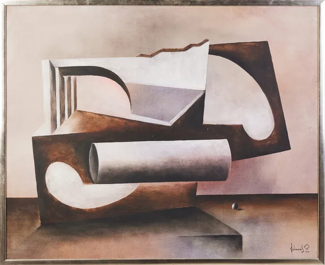 JOHANNES OLSSON (1945). Komposition, olja på duk, signerad och daterad,-74.