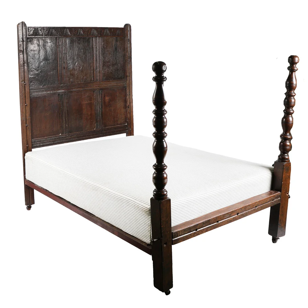A CHARLES II AND LATER OAK BED. — Other — Bishop & Miller