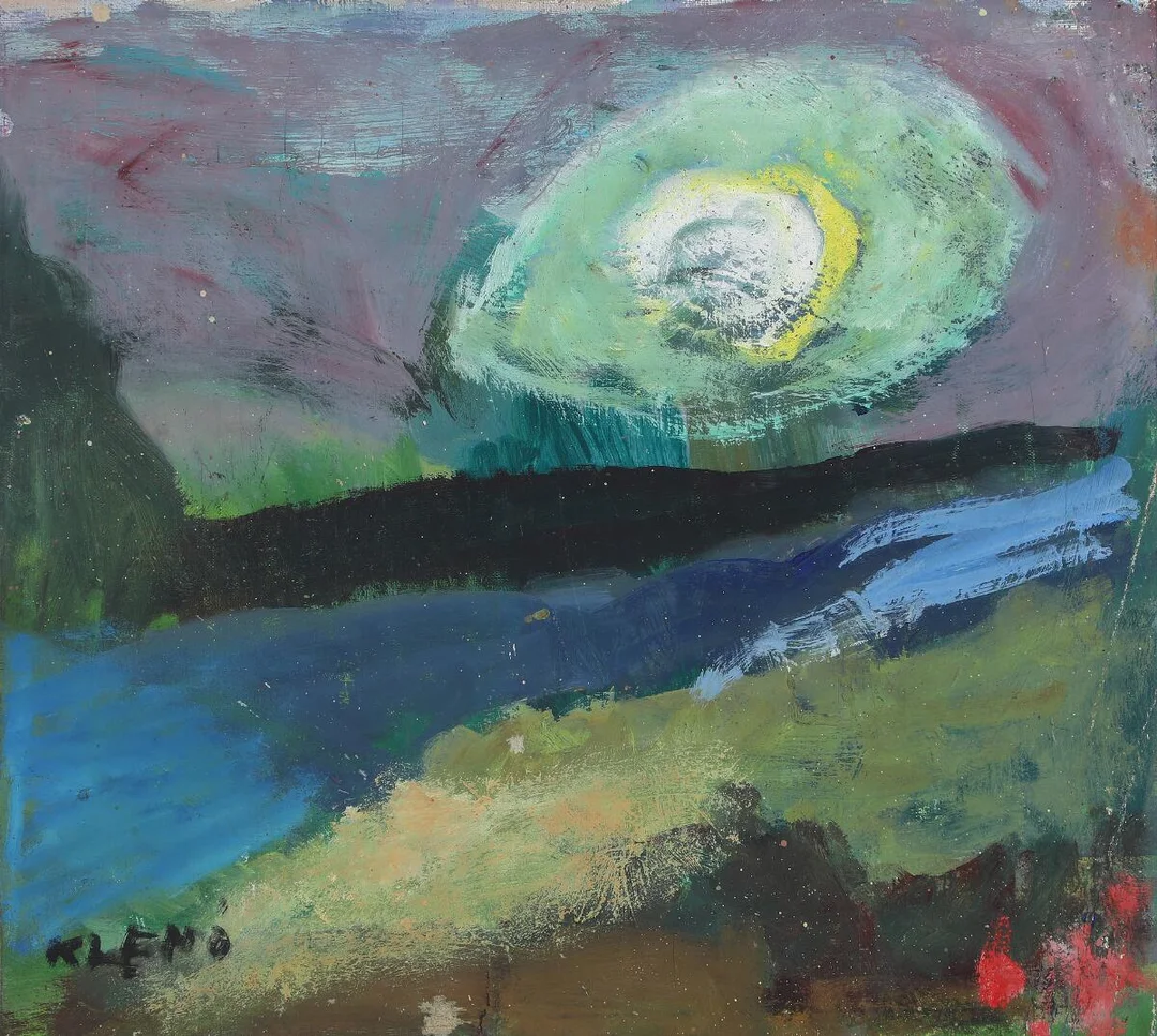 Untitled, evening landscape. Oil on canvas. 45×50 cm. — Modern Paintings/Modern art — Bruun Rasmussen